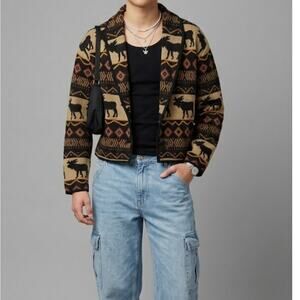 Vintage Flashback Cropped Tapestry Jacket Western Southwestern Print Size L